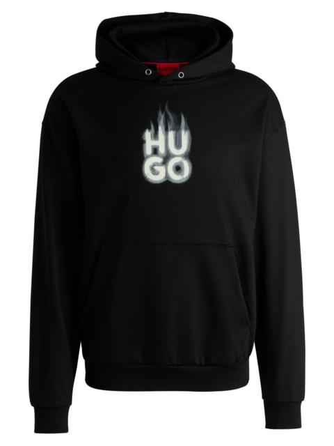 COTTON-TERRY HOODIE WITH STACKED SMOKE LOGO PRINT