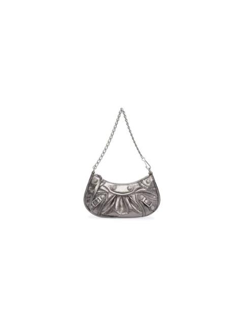 Women's Le Cagole Mini Purse With Chain Metallized in Silver