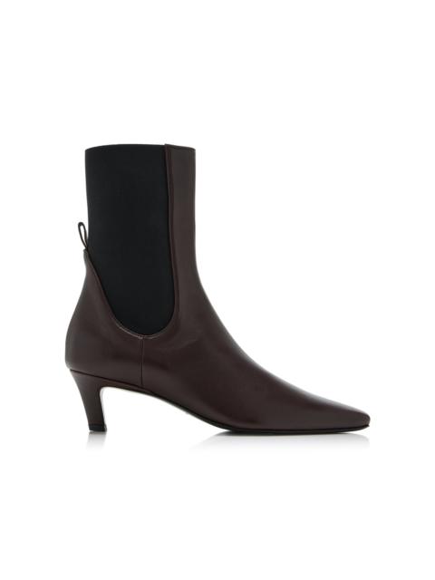 The Mid Heel Leather Boots brown