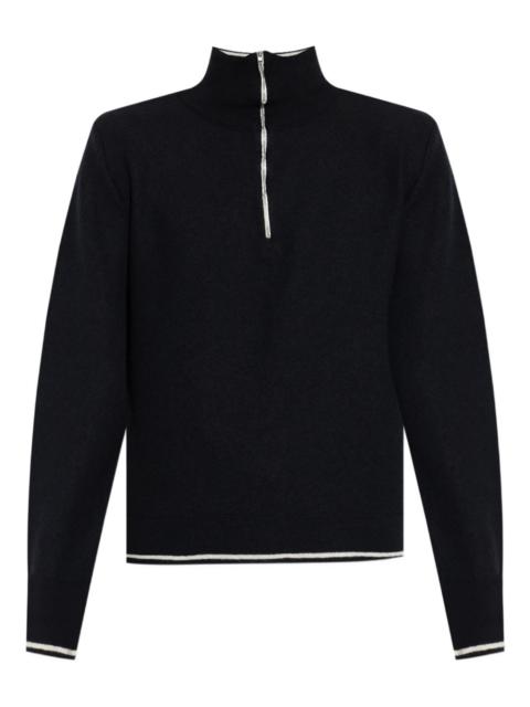 high-neck front-zip sweater