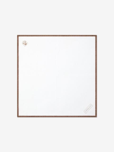 White and brown linen pocket square