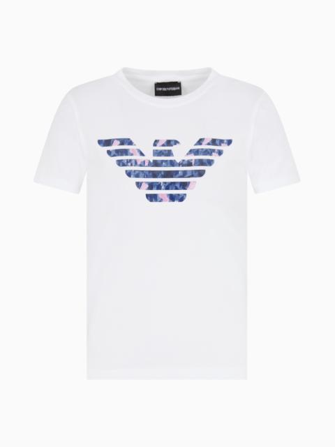 STRETCH-JERSEY SLIM-FIT T-SHIRT WITH OVERSIZED EAGLE PATTERN
