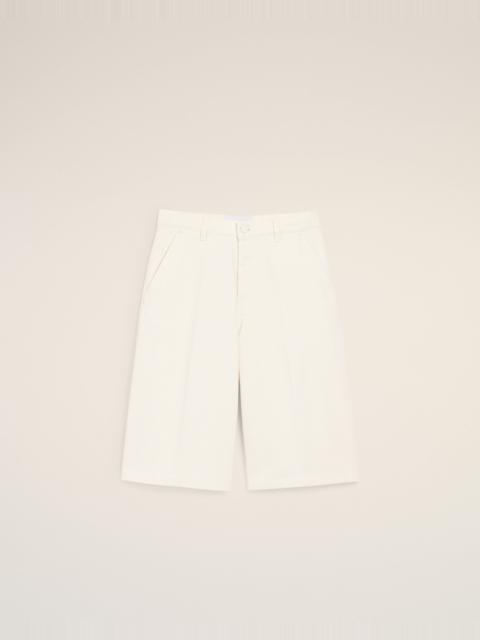 WHITE COTTON LOOSE BERMUDA SHORTS