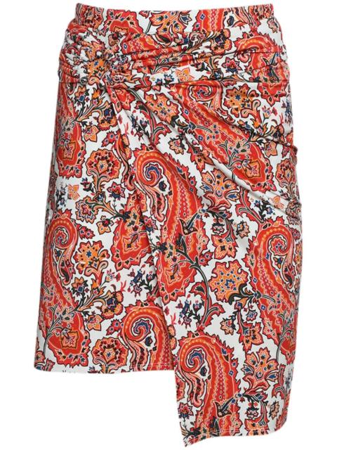 Jupe gathered-detail paisley-print skirt
