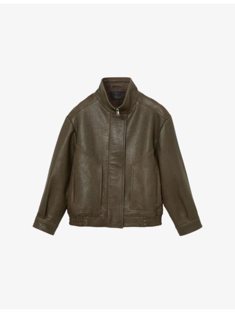 Kiara Oversized Leather Bomber Jacket