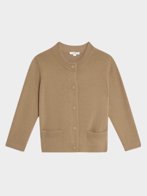 Wool and Cashmere Shrunken Snap Cardigan