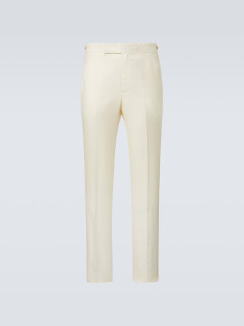 Flat Front wool, silk and linen suit pants