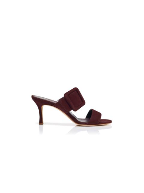 Dark Red Suede Open Toe Mules