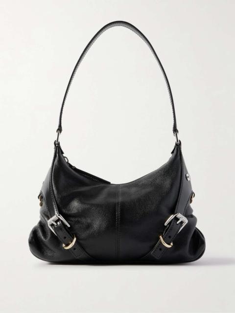 Voyou small textured-leather shoulder bag Black