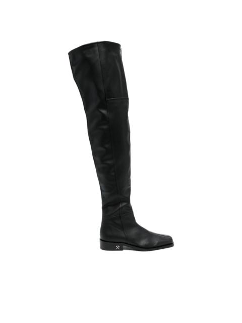 zip-front overknee boots