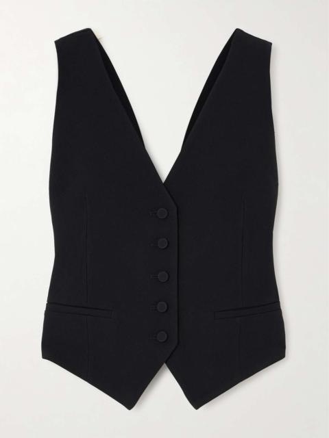 Open-back draped cady vest