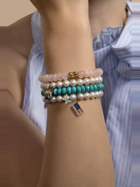 Rose Quartz Puffy Heart Charm Bracelet