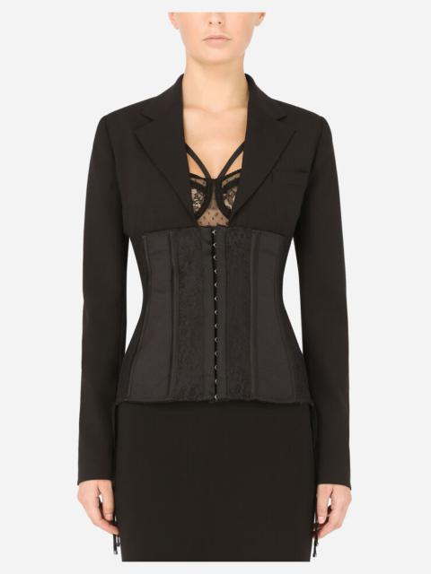 Woolen bustier jacket with lacing