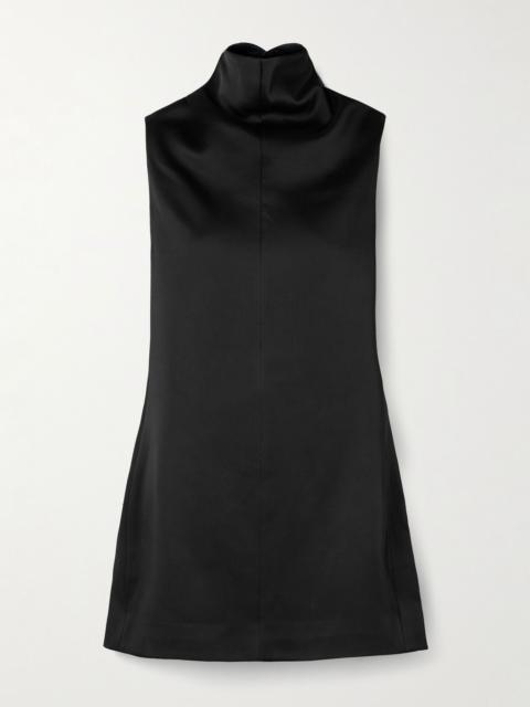 Daria satin-crepe turtleneck mini dress Black