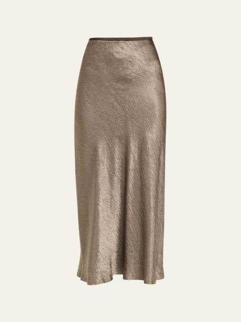 Wrinkle Satin Midi Skirt