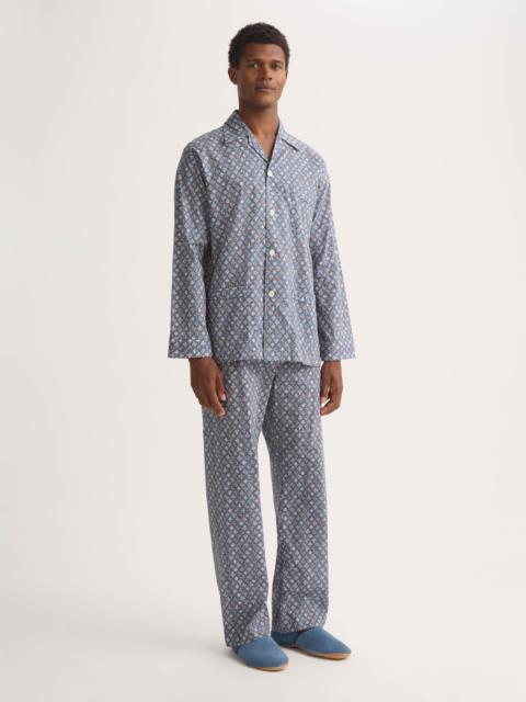 Men's Classic Fit Pajamas Cotton Batiste Blue Multicolor Diamond Print