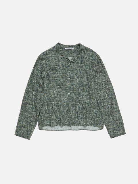 Monogram Button-Up Shirt - Blue multi