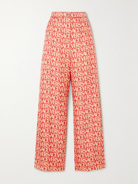 Printed Silk-twill Wide-leg Pants