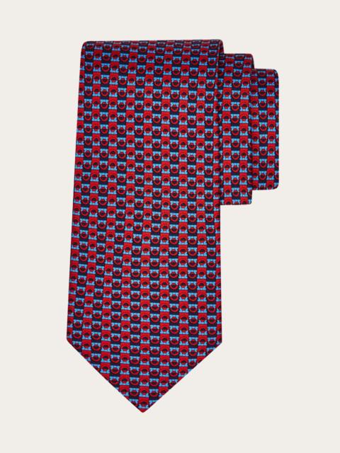 Gancini bicolor print silk tie