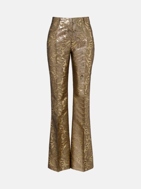 Paisley brocade flared pants