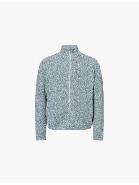 Textured High-Neck Cotton-Knit Jumper