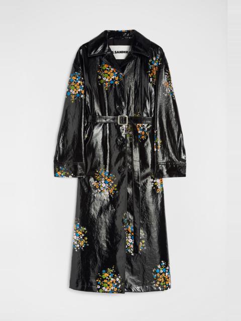 Patent Linen Printed Trench Coat