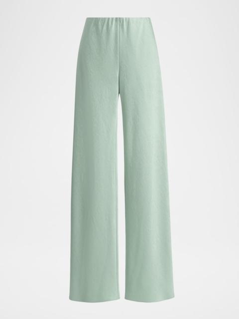 Fluid Bias-Cut Crushed Satin Pants