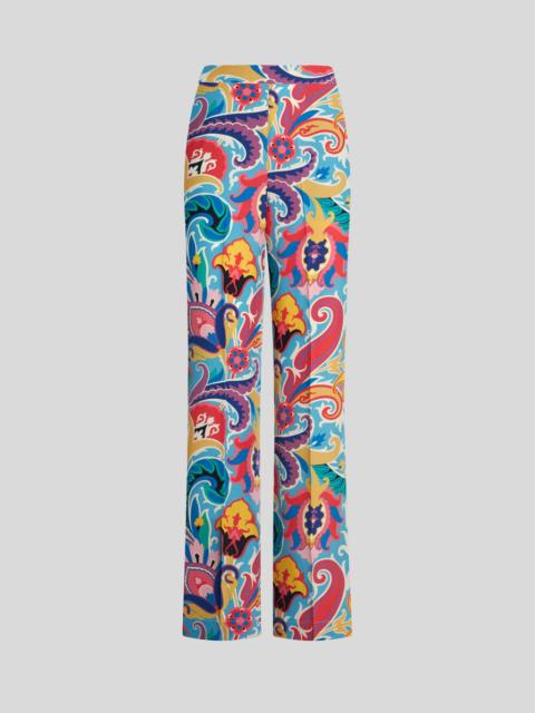 SILK TROUSERS WITH FLORAL PRINT