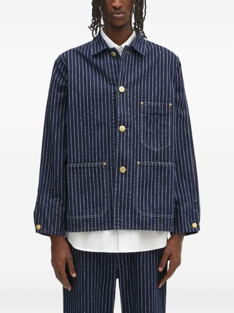 pinstripe denim jacket