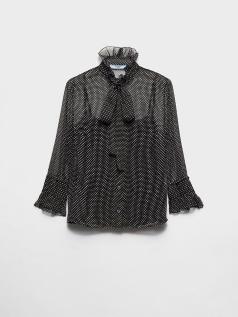 Polka-dot silk chiffon shirt