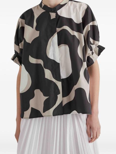 ruffled abstract-print blouse