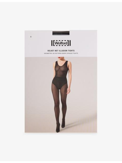 Velvet Net Illusion Stretch-Woven Tights