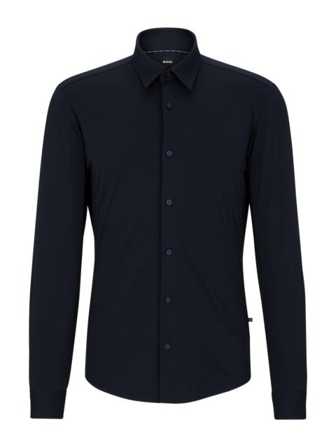 SLIM-FIT SHIRT IN ITALIAN-MADE PERFORMANCE-STRETCH DOBBY
