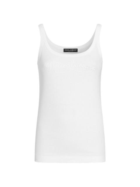 ribbed tank top with embroidery