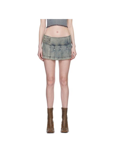 Blue Pleated Miniskirt