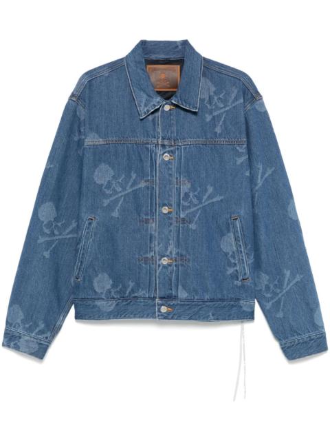 monogram-pattern denim jacket