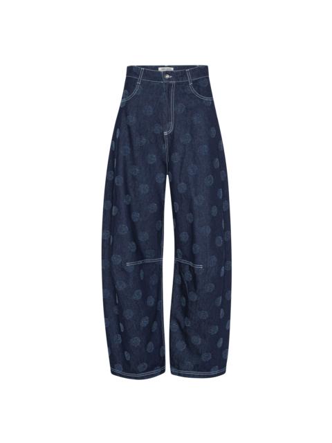 DART DENIM PANTS - NEEDLE PUNCH DOTS