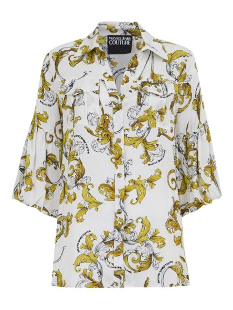 floral-print button-up shirt