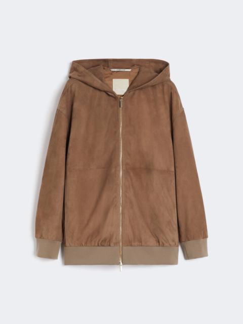 Suede jacket with hood - HONEY