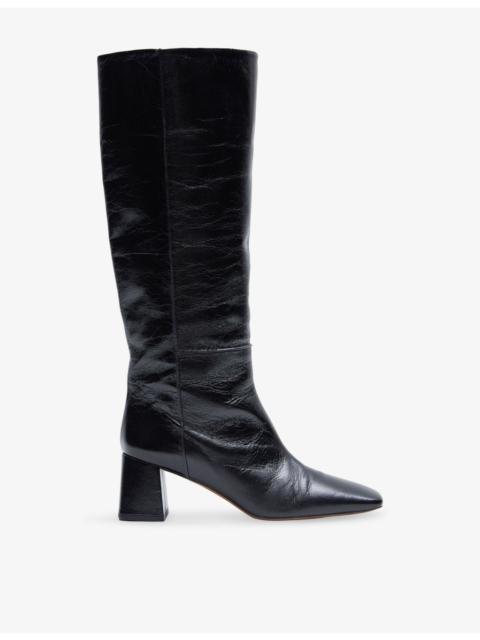 Leather Heeled Knee-High Boots