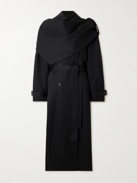 Scarf-effect Wool Trench Coat