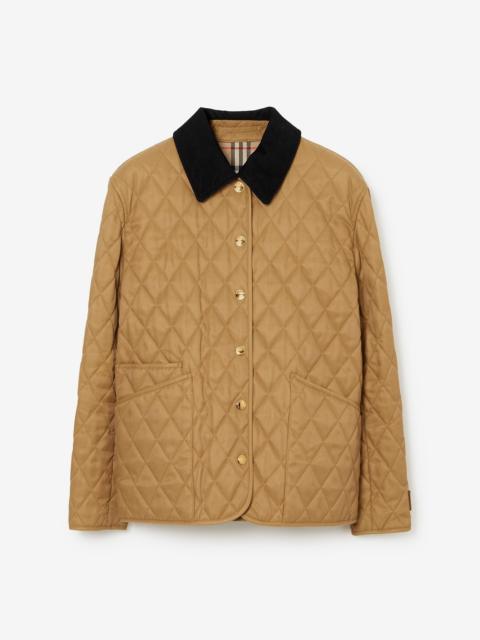 Corduroy Collar Diamond Quilted Jacket