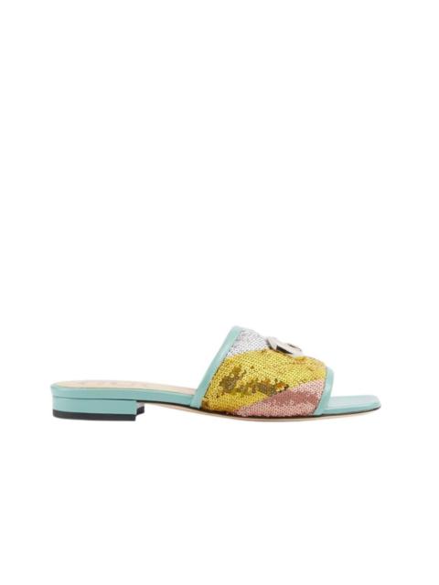 Women's sequin slide sandal