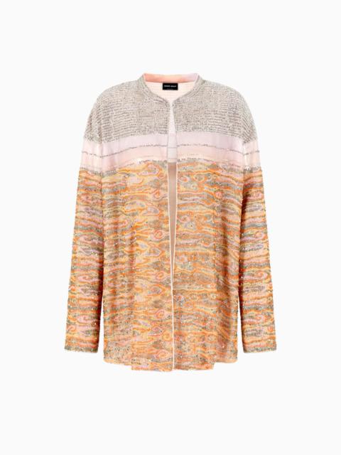 LONG JACKET IN EMBROIDERED SILK