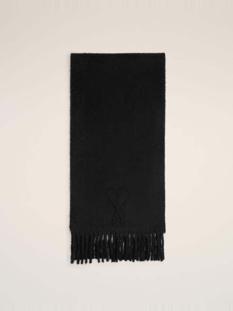BLACK WOOL EMBOSSED AMI DE COEUR SCARF