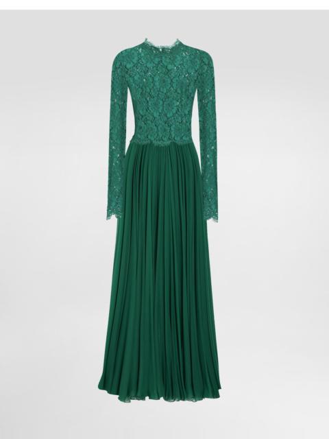 Long chiffon and lace dress