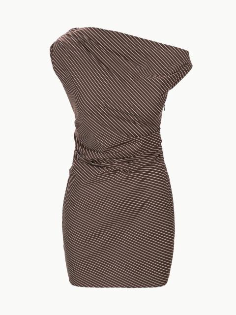 STAUD PHARE MINI DRESS DARK OAK MICRO STRIPE