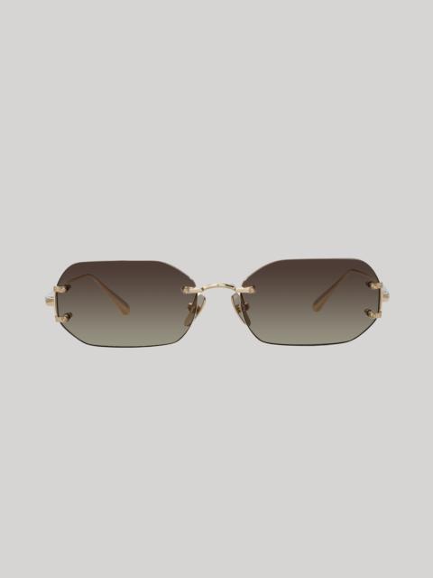 MAGALI ANGULAR SUNGLASSES IN LIGHT GOLD AND MOCHA
