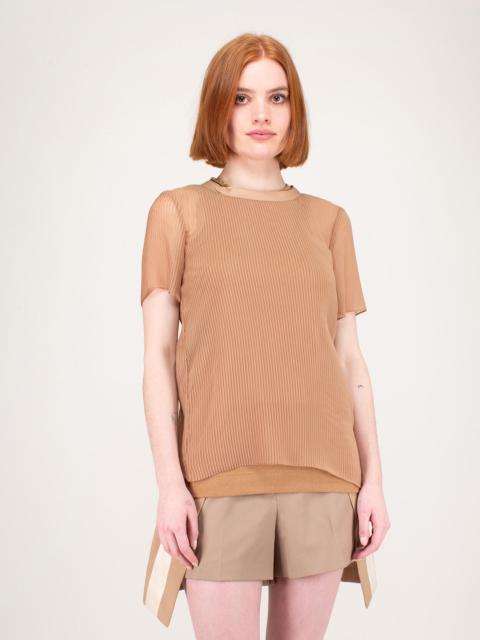 Chiffon x Jersey T-Shirt Knit beige