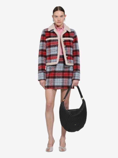CHECKED JACKET WITH ECO-SHEARLING TRIM